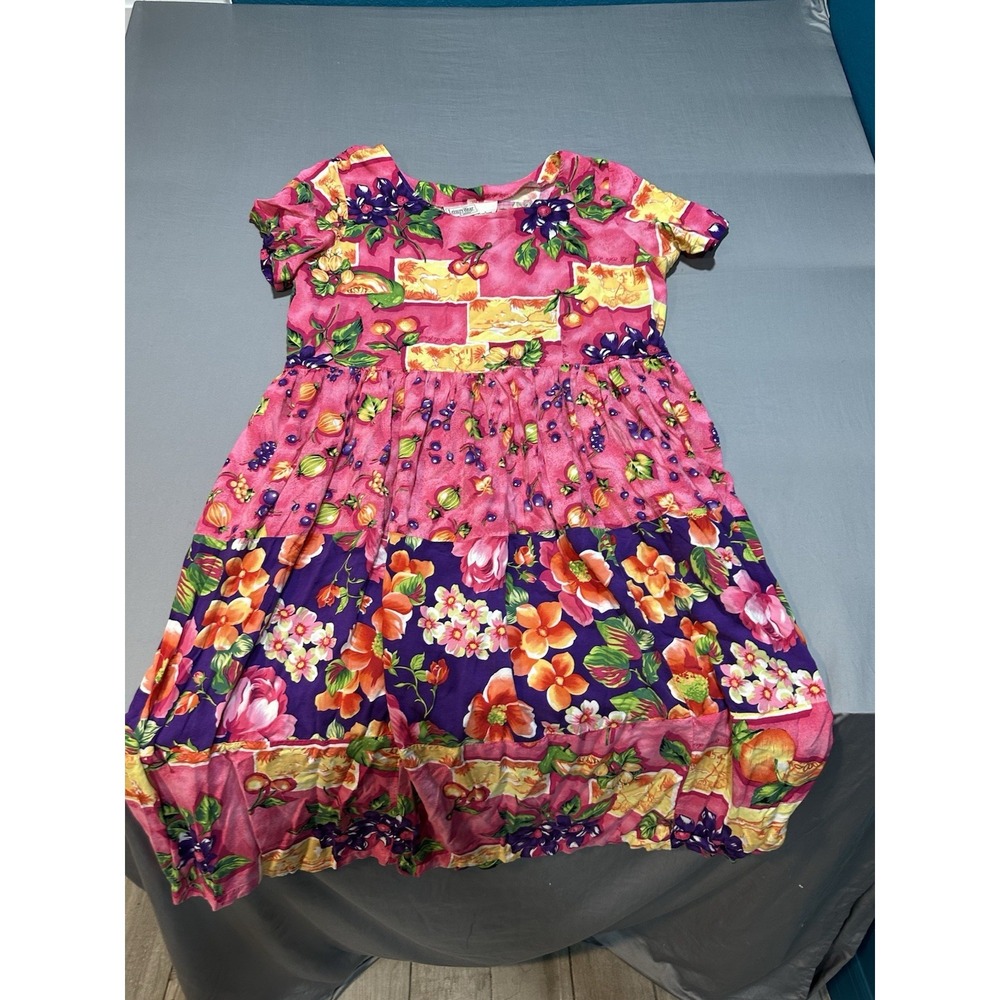 VTG Leisure Wear By Adonna Pink Floral/Fruit MuuMuu/Caftan 1X